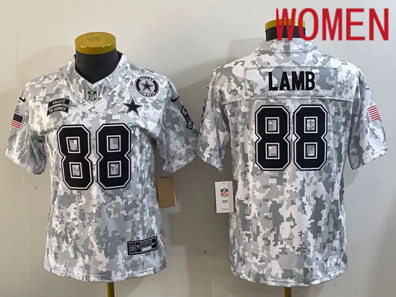 Women Dallas Cowboys #88 Lamb Nike Arctic Camo 2024 Salute to Service Limited NFL Jersey style 1->women nfl jersey->Women Jersey